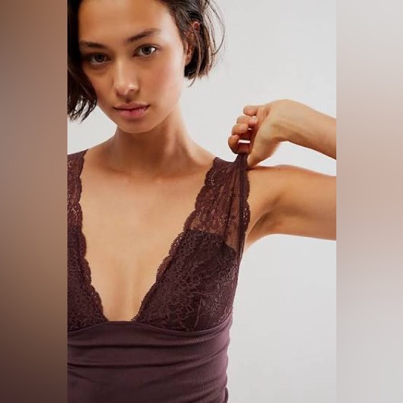 Intimately By Free People Tops - NWT Intimately FREE PEOPLE Power Play Cami Top Bittersweet Cocoa Brown Lace